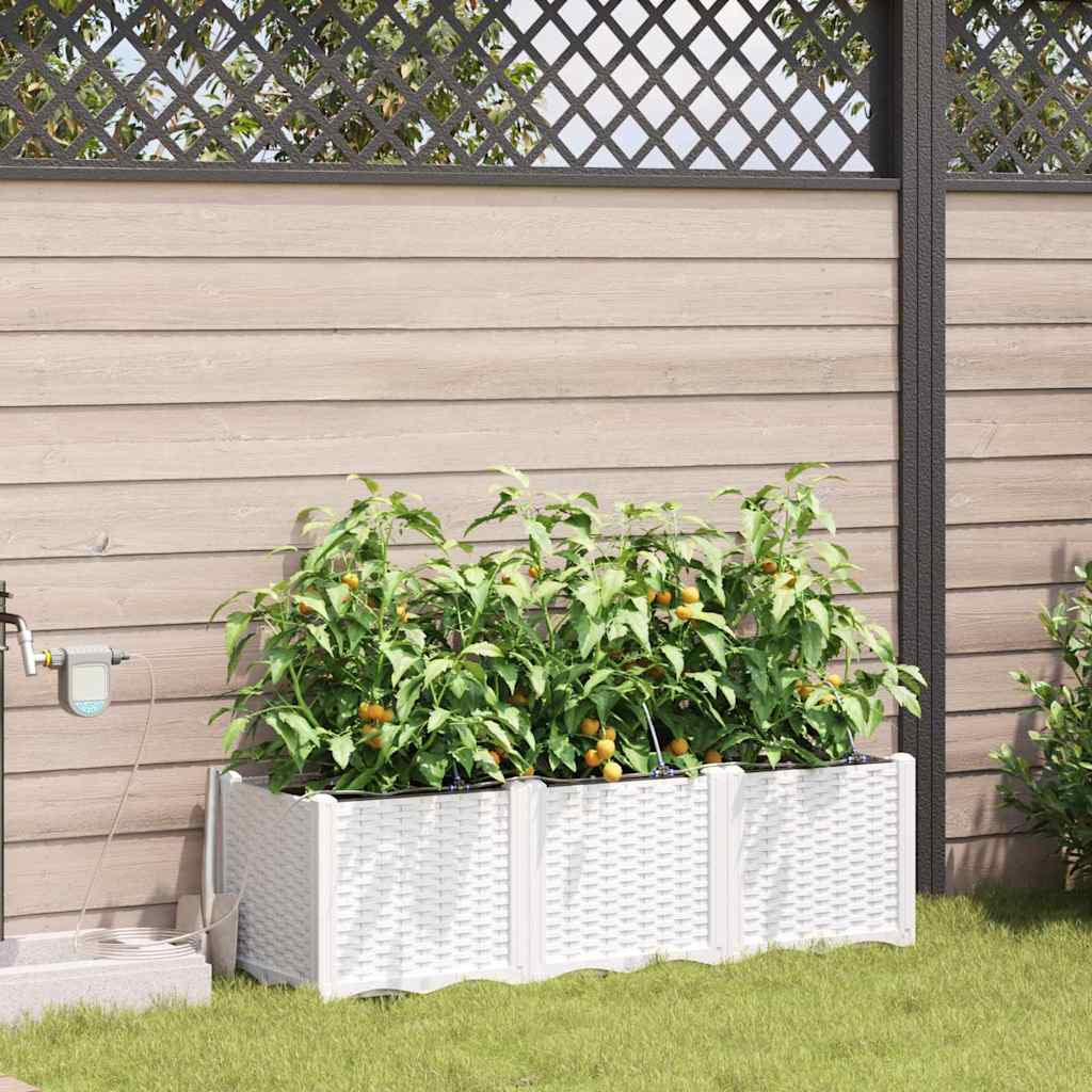VidaXL pot de fleur de jardin 3 pcs acier blanc