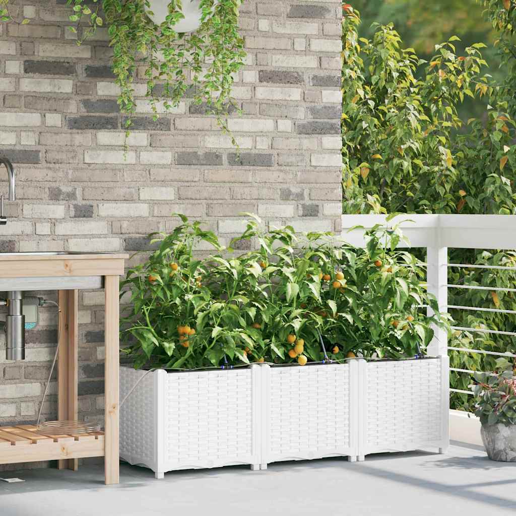 VidaXL pot de fleur de jardin 3 pcs acier blanc