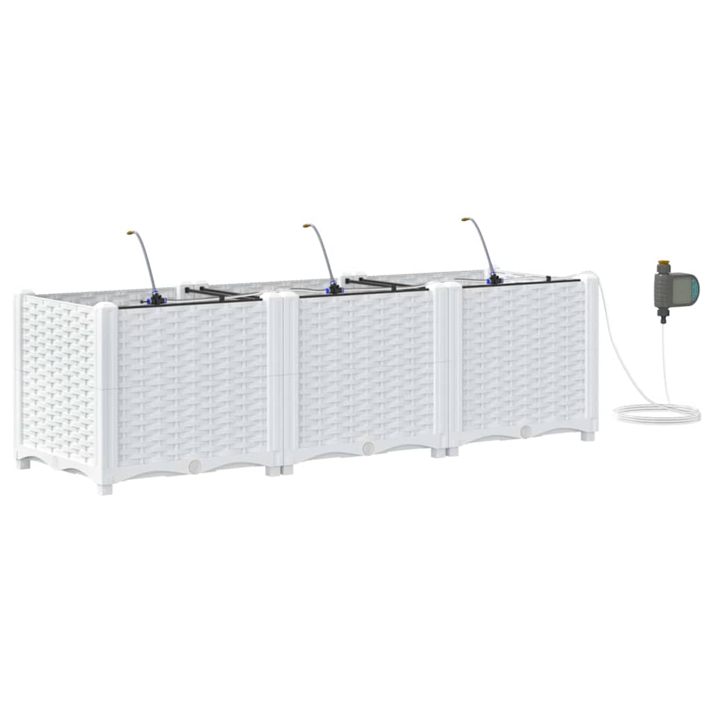VidaXL pot de fleur de jardin 3 pcs acier blanc