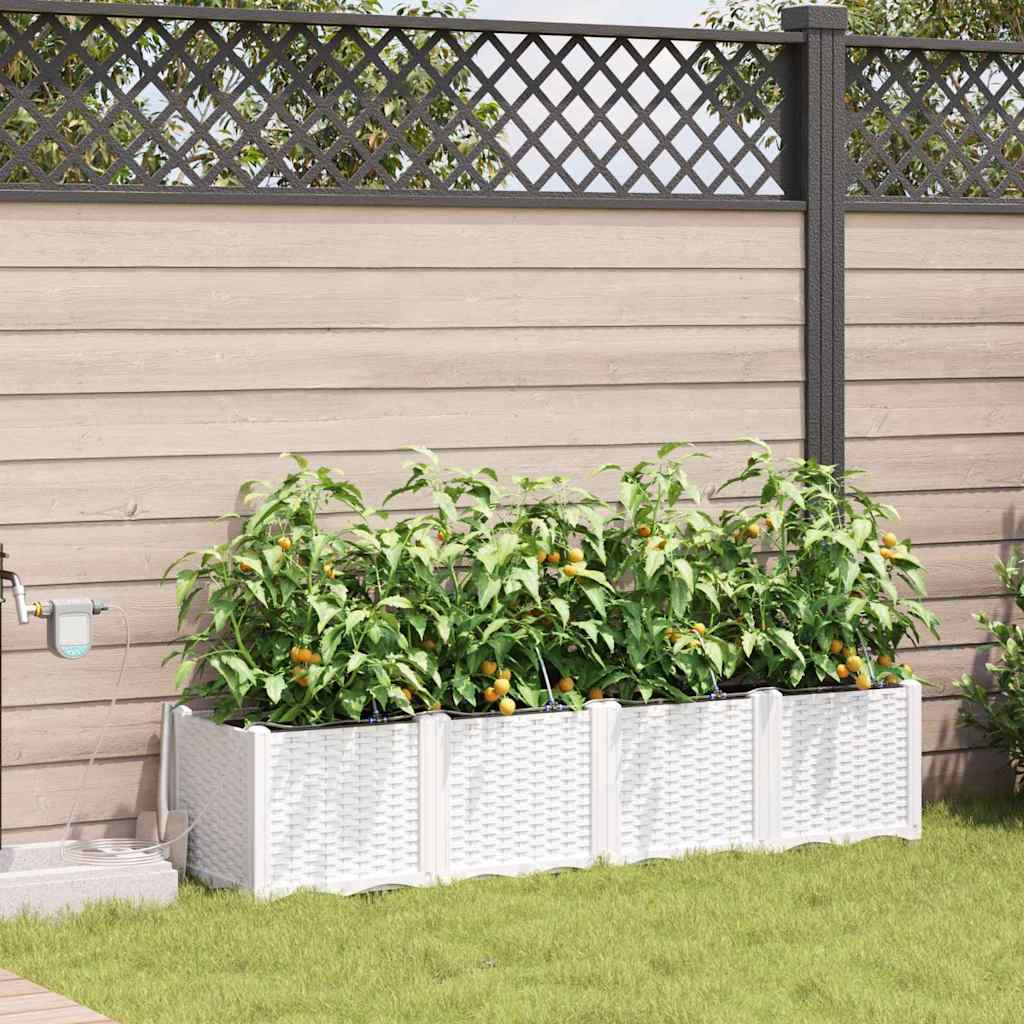 VidaXL pot de fleur de jardin 4 pcs acier blanc