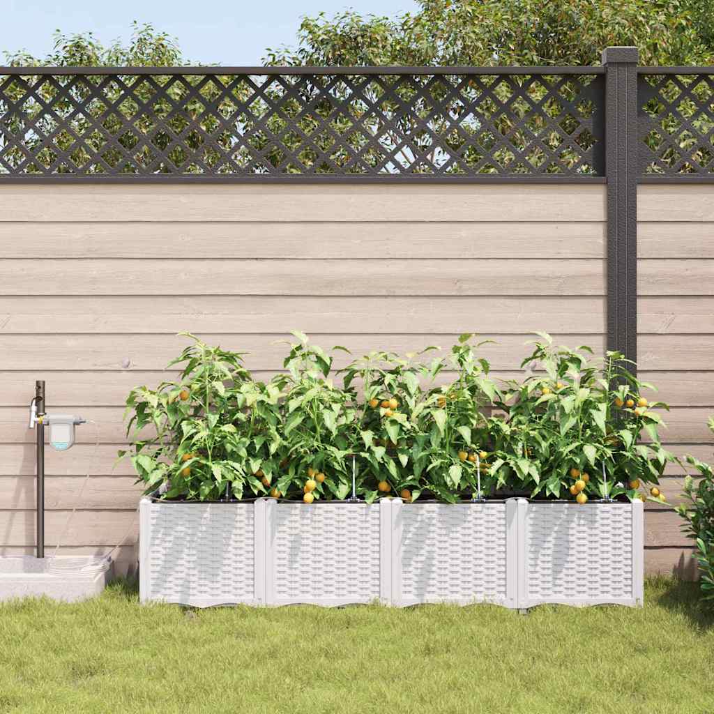 VidaXL pot de fleur de jardin 4 pcs acier blanc