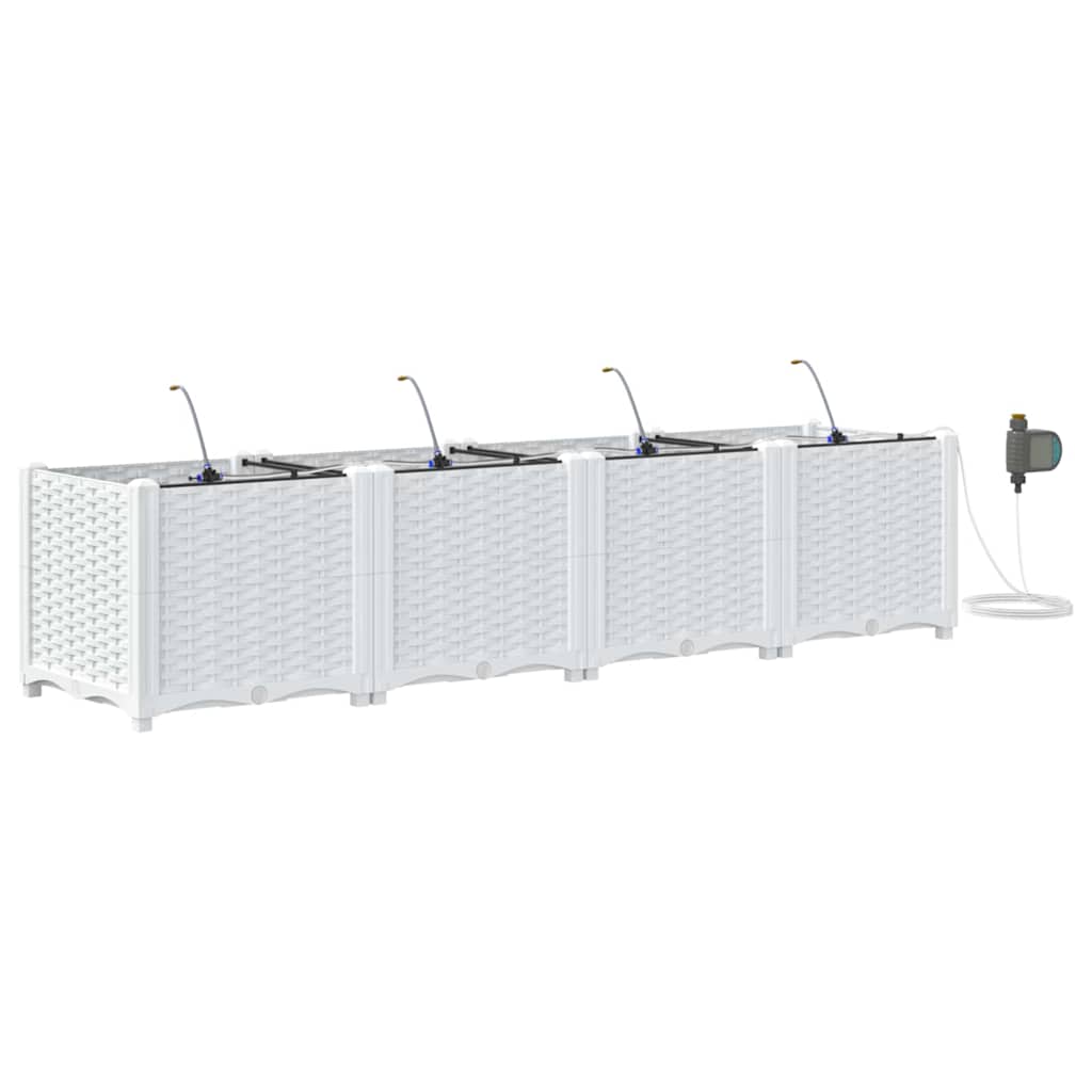 VidaXL pot de fleur de jardin 4 pcs acier blanc