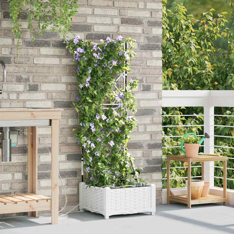 VidaXL pot de fleur de jardin blanc 40 x 40 x 126 cm acier
