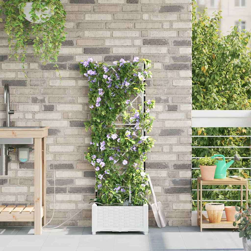 VidaXL pot de fleur de jardin blanc 40 x 40 x 126 cm acier