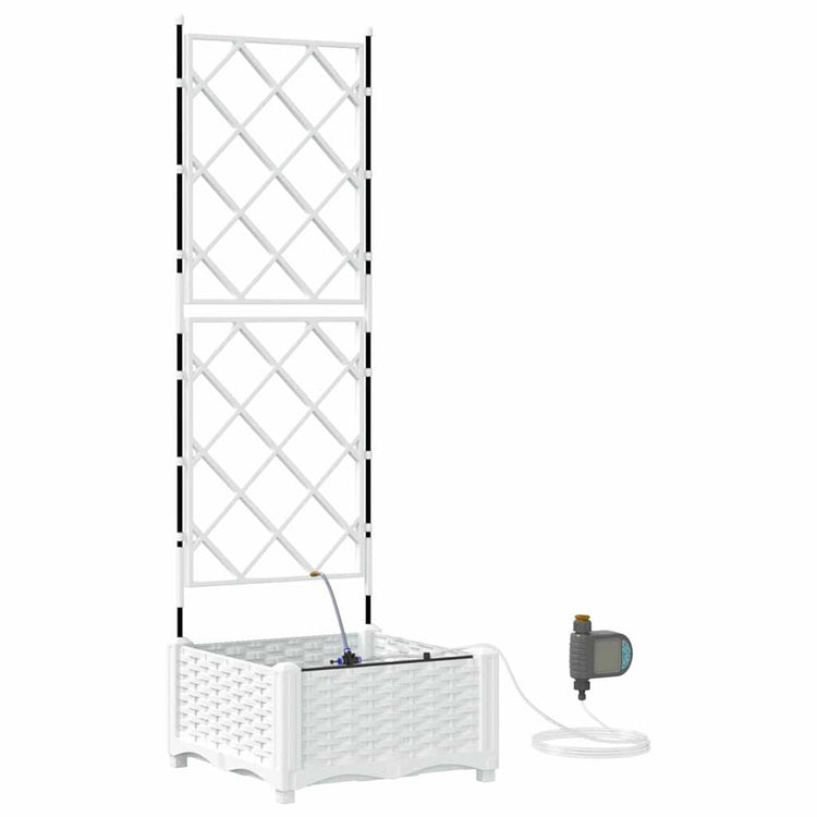 VidaXL pot de fleur de jardin blanc 40 x 40 x 126 cm acier