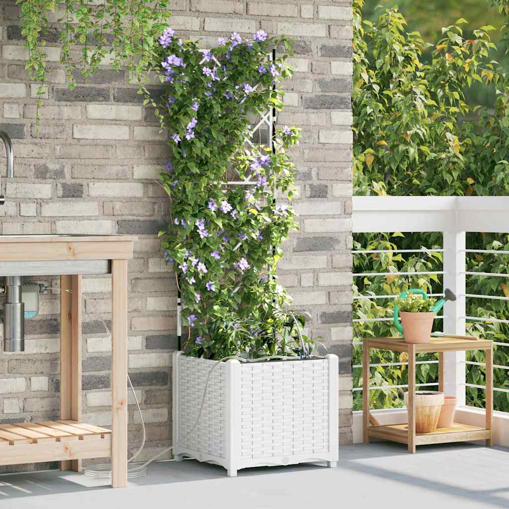 VidaXL pot de fleur de jardin blanc 40 x 40 x 142 cm acier