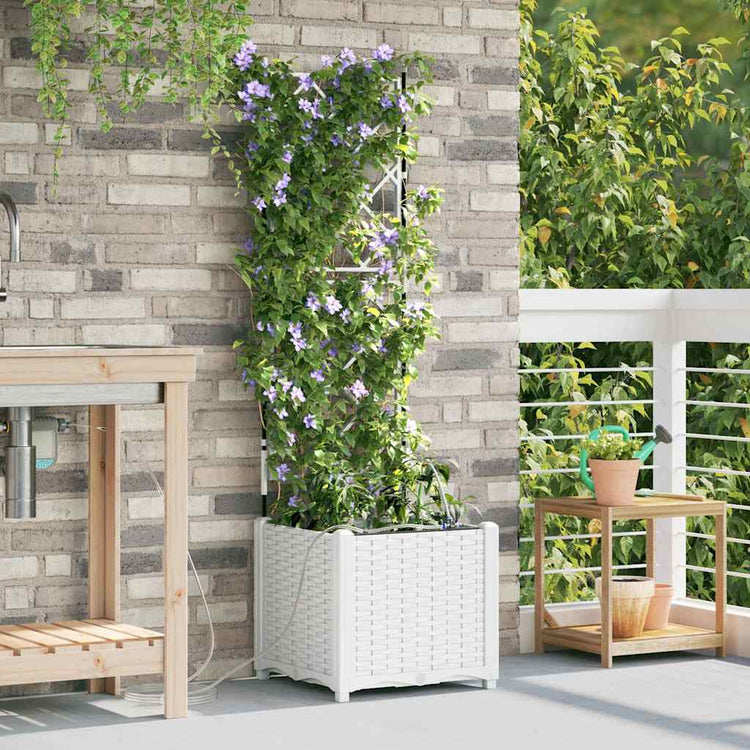 VidaXL pot de fleur de jardin blanc 40 x 40 x 142 cm acier