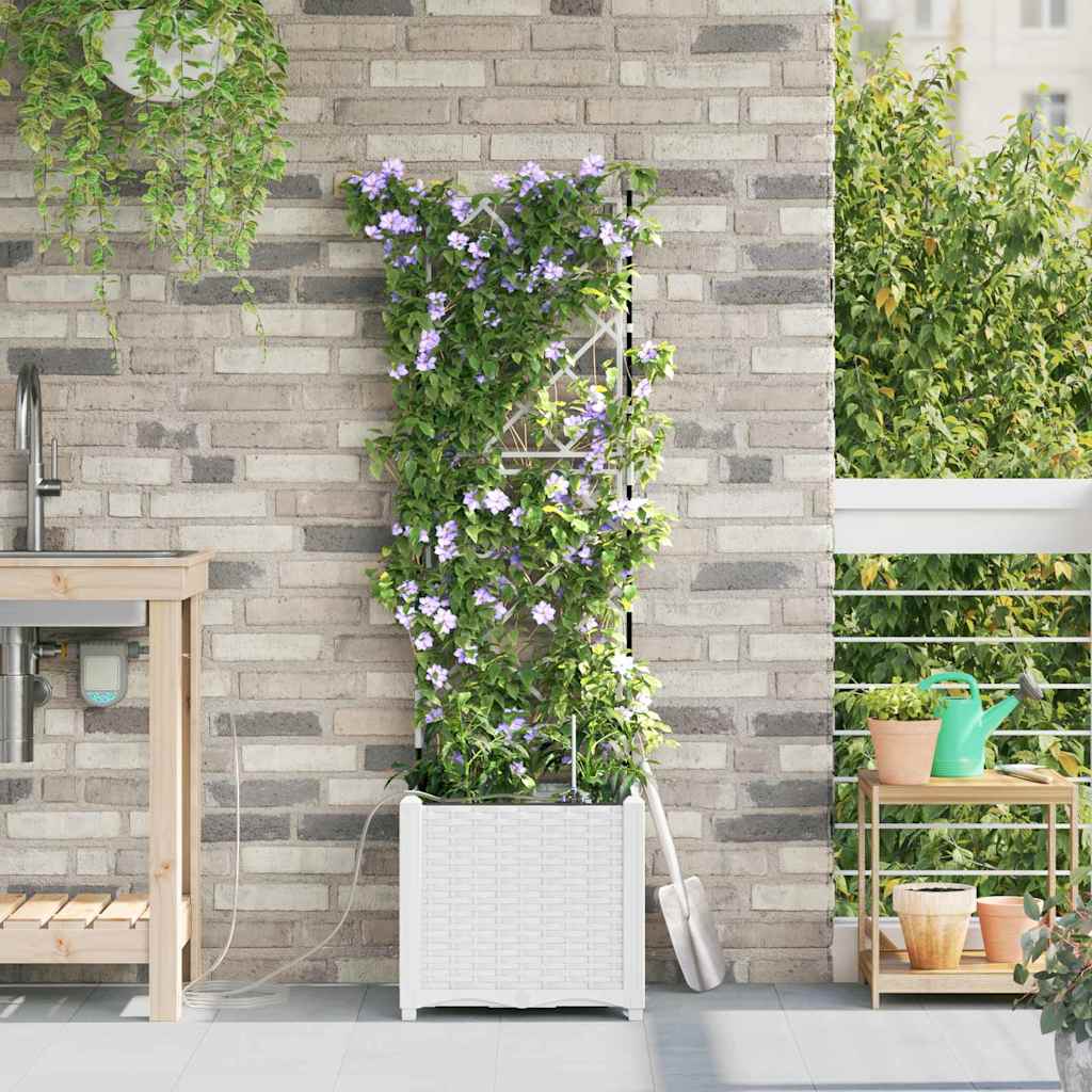 VidaXL pot de fleur de jardin blanc 40 x 40 x 142 cm acier