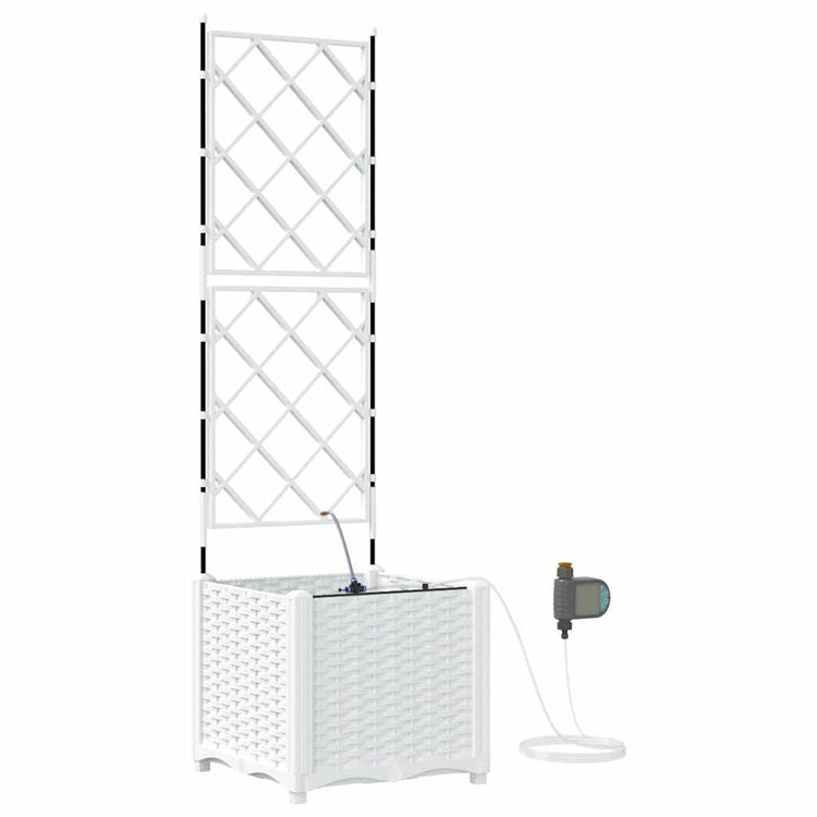 VidaXL pot de fleur de jardin blanc 40 x 40 x 142 cm acier