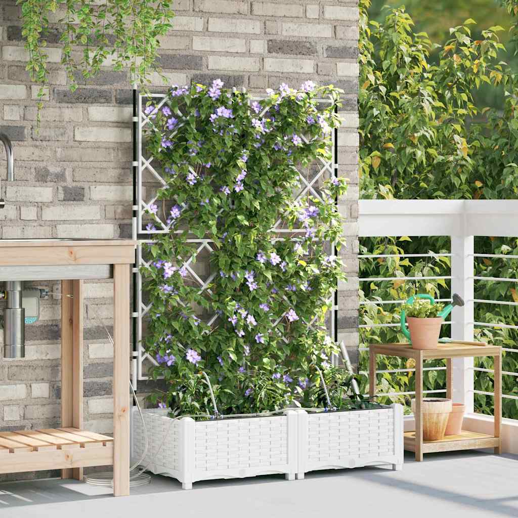 VidaXL pot de fleur de jardin 2 pcs acier blanc