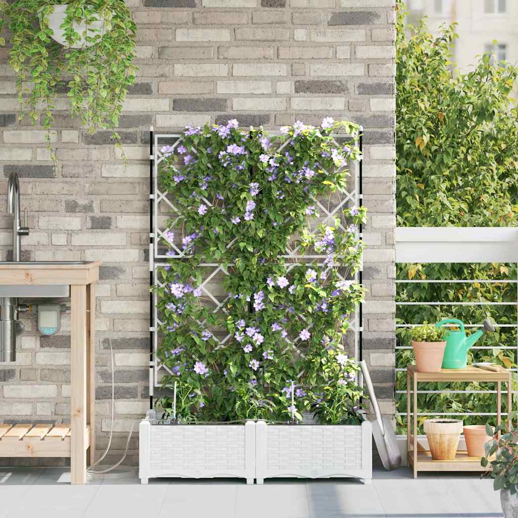 VidaXL pot de fleur de jardin 2 pcs acier blanc