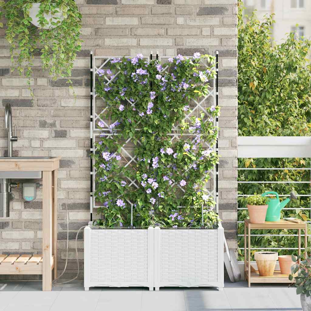 VidaXL pot de fleur de jardin 2 pcs acier blanc
