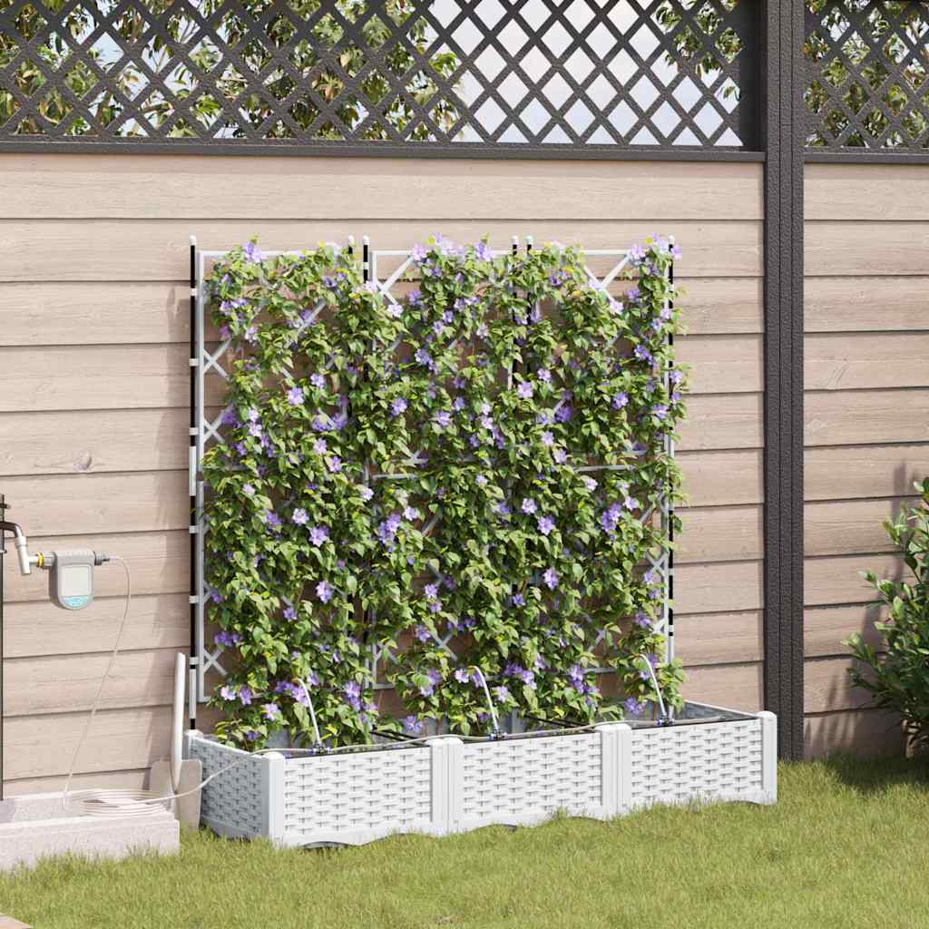 VidaXL pot de fleur de jardin 3 pcs acier blanc
