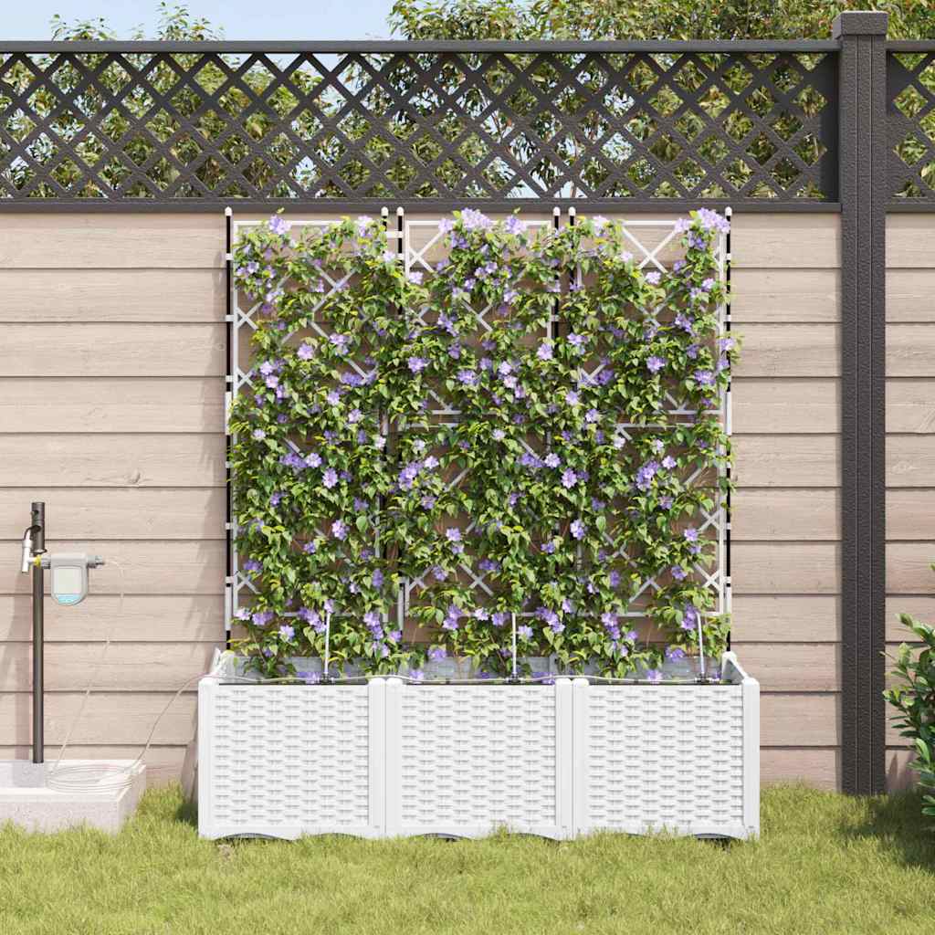 VidaXL pot de fleur de jardin 3 pcs acier blanc