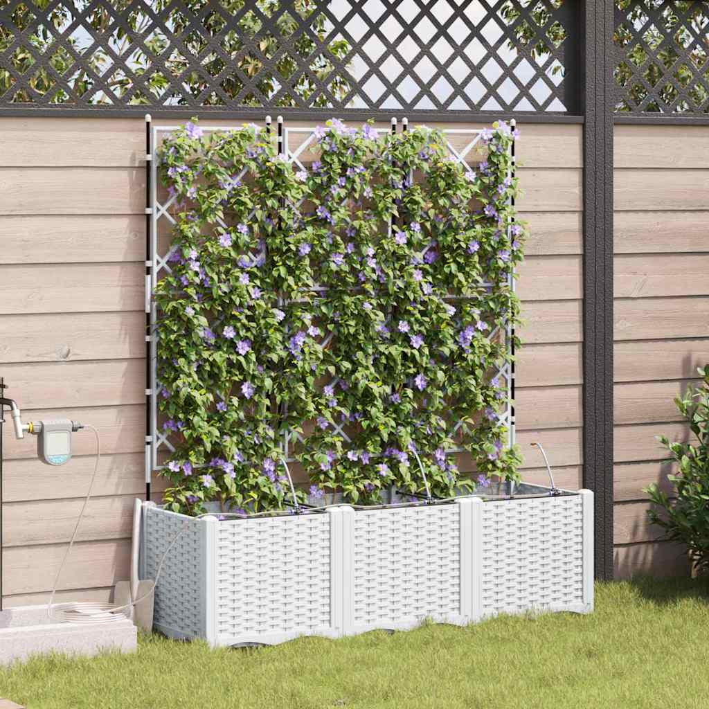 VidaXL pot de fleur de jardin 3 pcs acier blanc