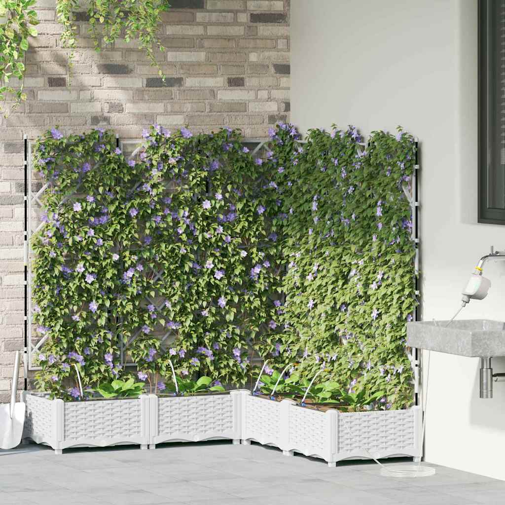 VidaXL pot de fleur de jardin 5 pcs acier blanc