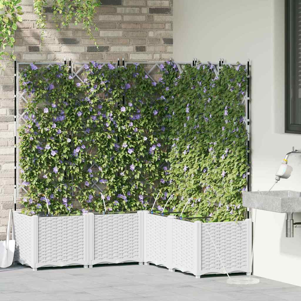 VidaXL pot de fleur de jardin 5 pcs acier blanc