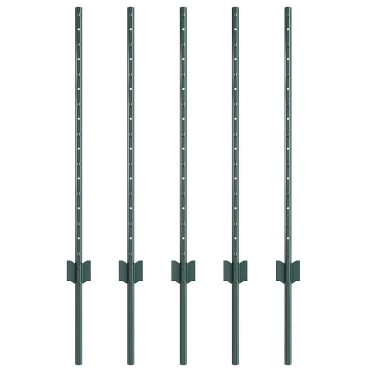 Vidaxl poteau de clôture 5 pcs vert 120 cm acier