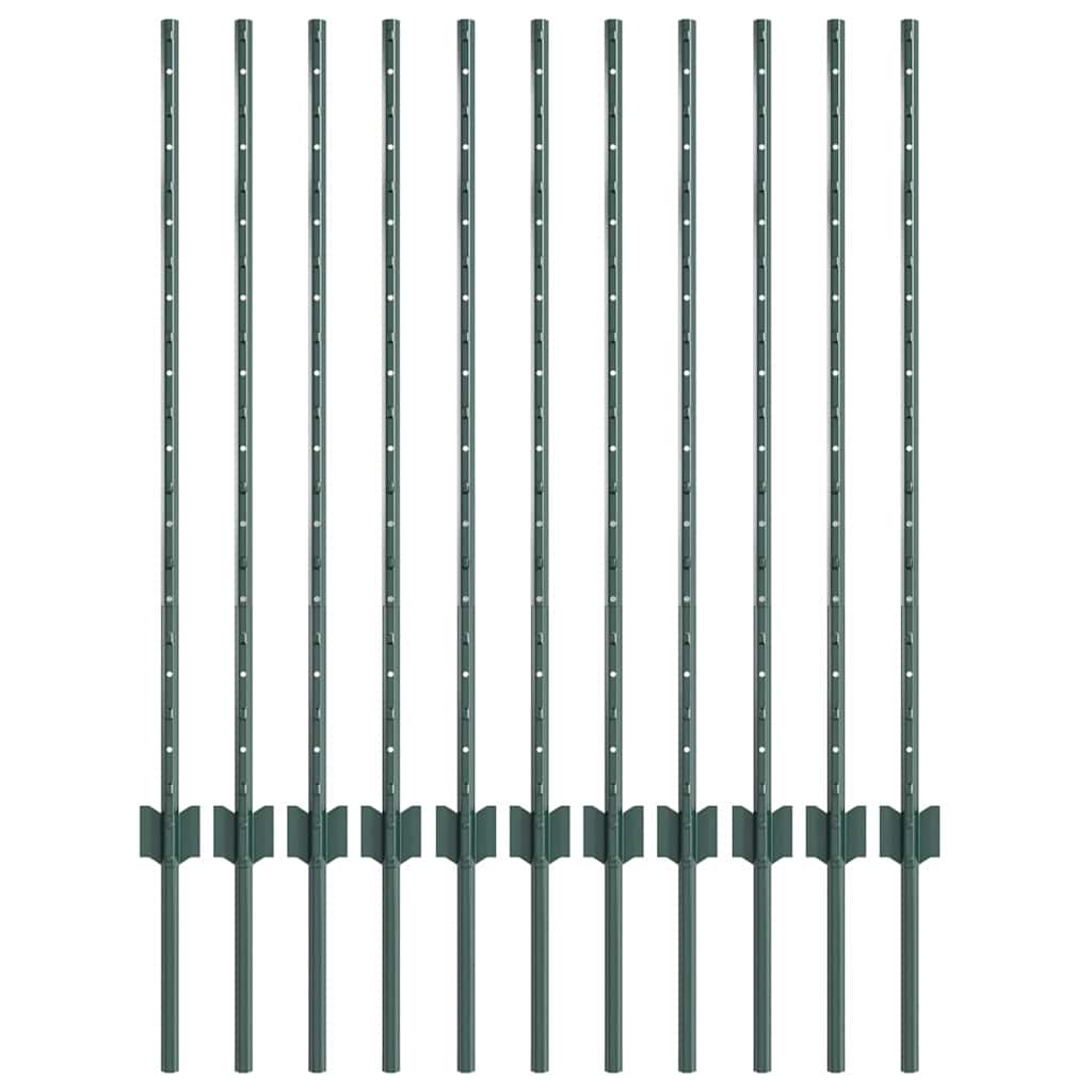 Vidaxl poteau de clôture 11 pcs vert 100 cm acier
