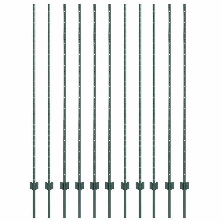 Vidaxl poteau de clôture 11 pcs vert 150 cm acier