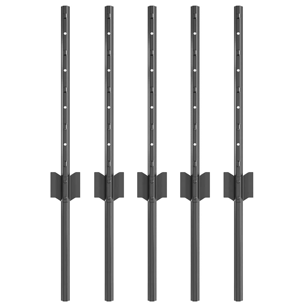 Vidaxl poteau de clôture 5 pcs gris 40 cm acier