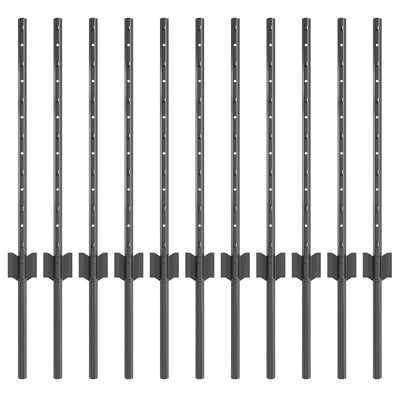 Vidaxl poteau de clôture 11 pcs gris 60 cm acier