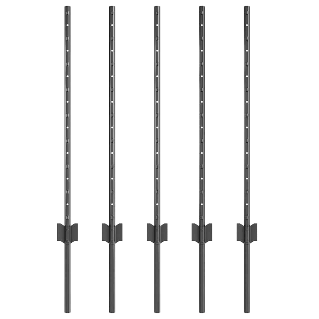 Vidaxl poteau de clôture 5 pcs gris 80 cm acier