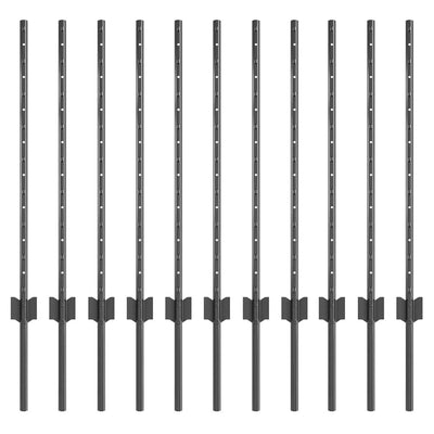 Vidaxl poteau de clôture 11 pcs gris 80 cm acier