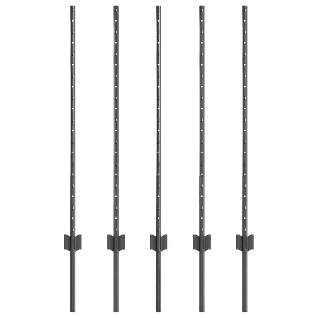 Vidaxl poteau de clôture 5 pcs gris 100 cm acier