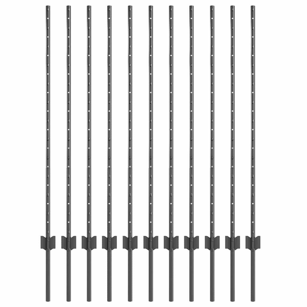 Vidaxl poteau de clôture 11 pcs gris 120 cm acier