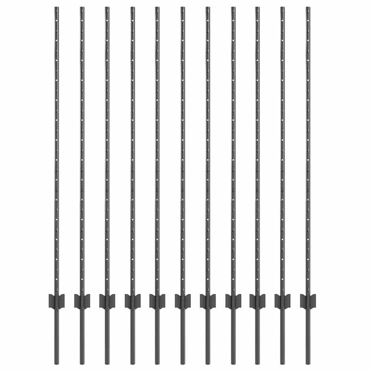 Vidaxl poteau de clôture 11 pcs gris 140 cm acier