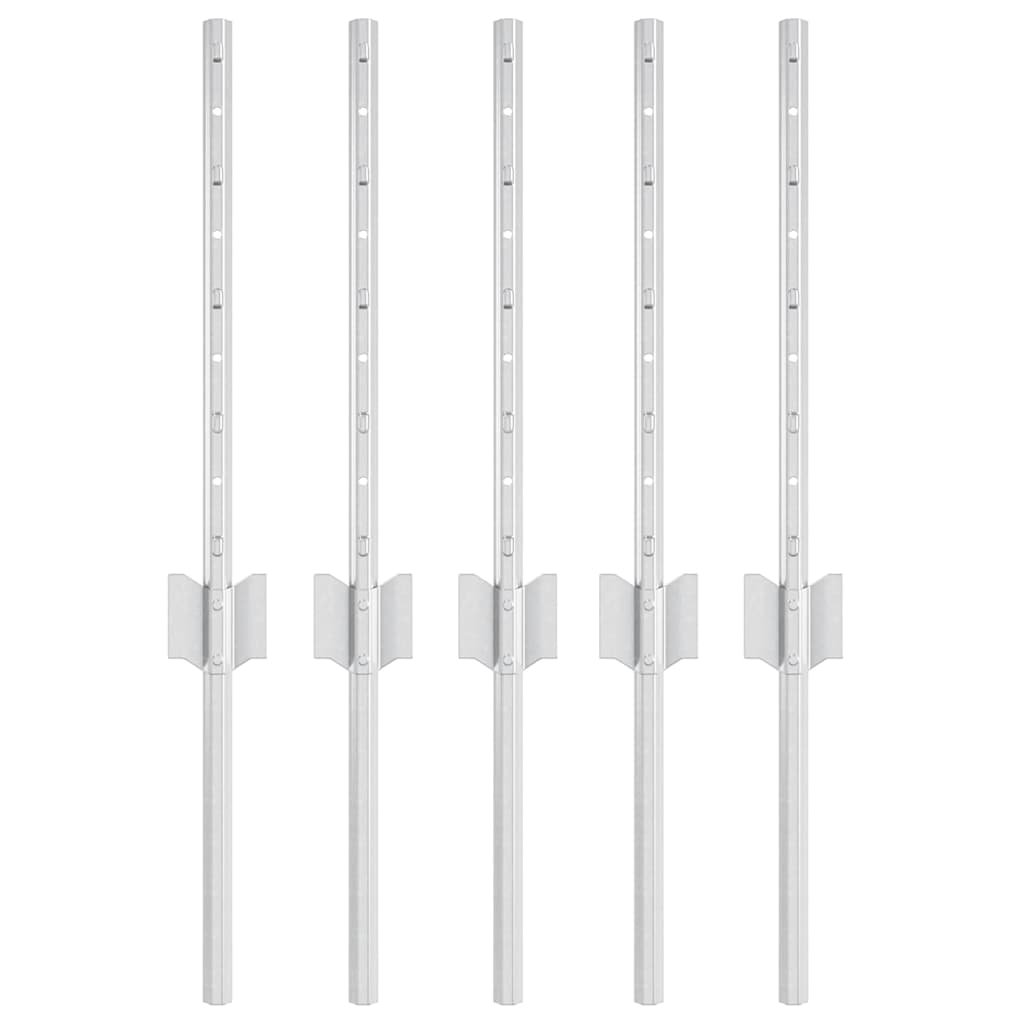 Vidaxl poteau de clôture 5 pcs argent 40 cm acier