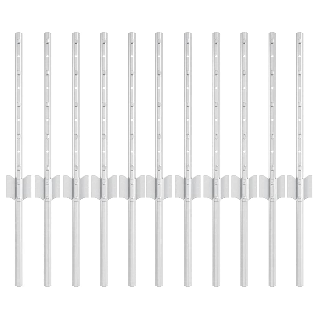 Vidaxl poteau de clôture 11 pcs argent 40 cm acier