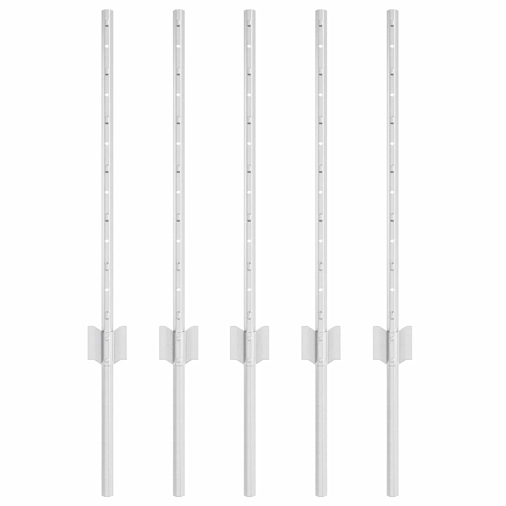 Vidaxl poteau de clôture 5 pcs argent 60 cm acier
