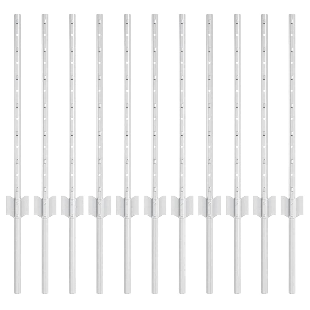 Vidaxl poteau de clôture 11 pcs argent 60 cm acier