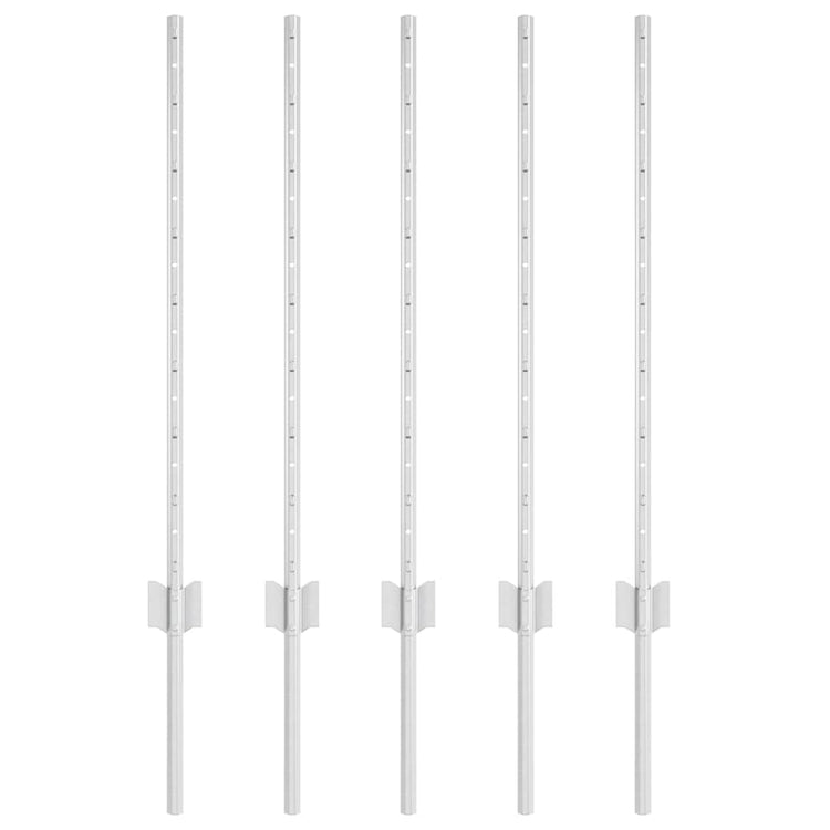 Vidaxl poteau de clôture 5 pcs argent 80 cm acier