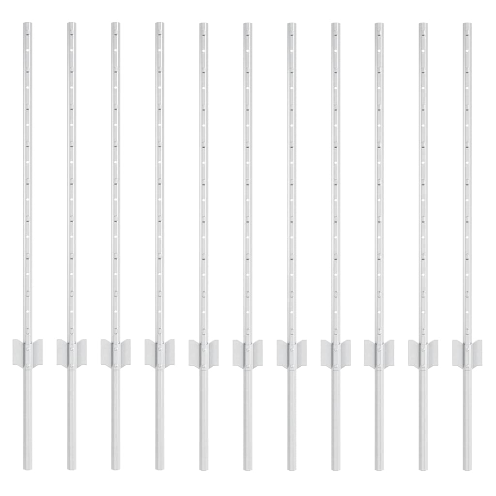 Vidaxl poteau de clôture 11 pcs argent 80 cm acier