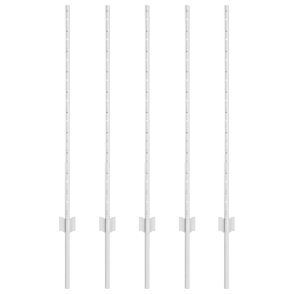 Vidaxl poteau de clôture 5 pcs argent 100 cm acier