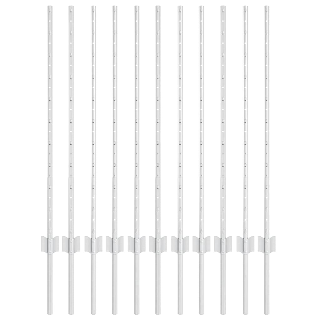 Vidaxl poteau de clôture 11 pcs argent 100 cm acier