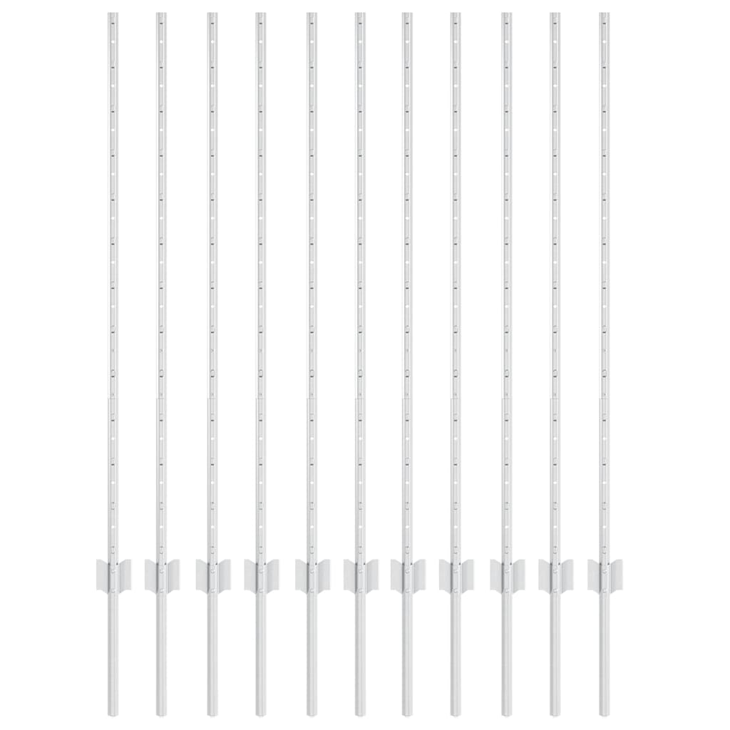 Vidaxl poteau de clôture 11 pcs argent 120 cm acier