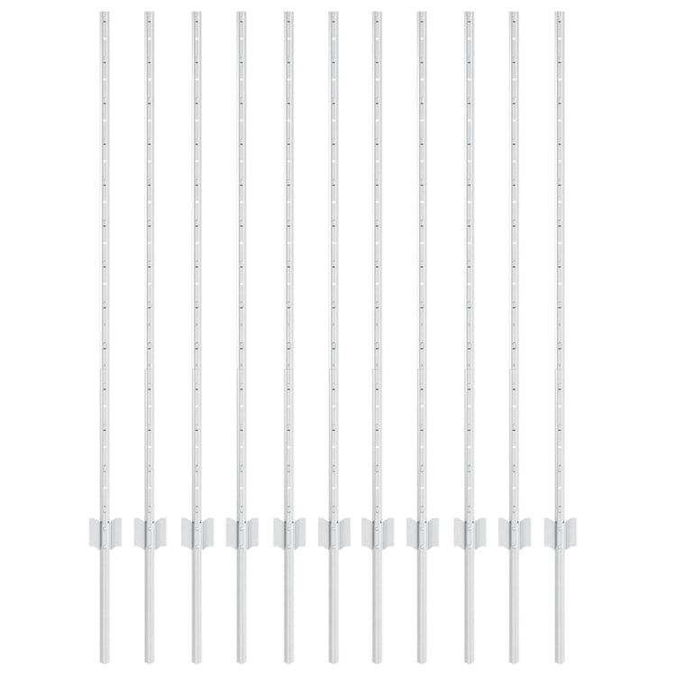 Vidaxl poteau de clôture 11 pcs argent 120 cm acier