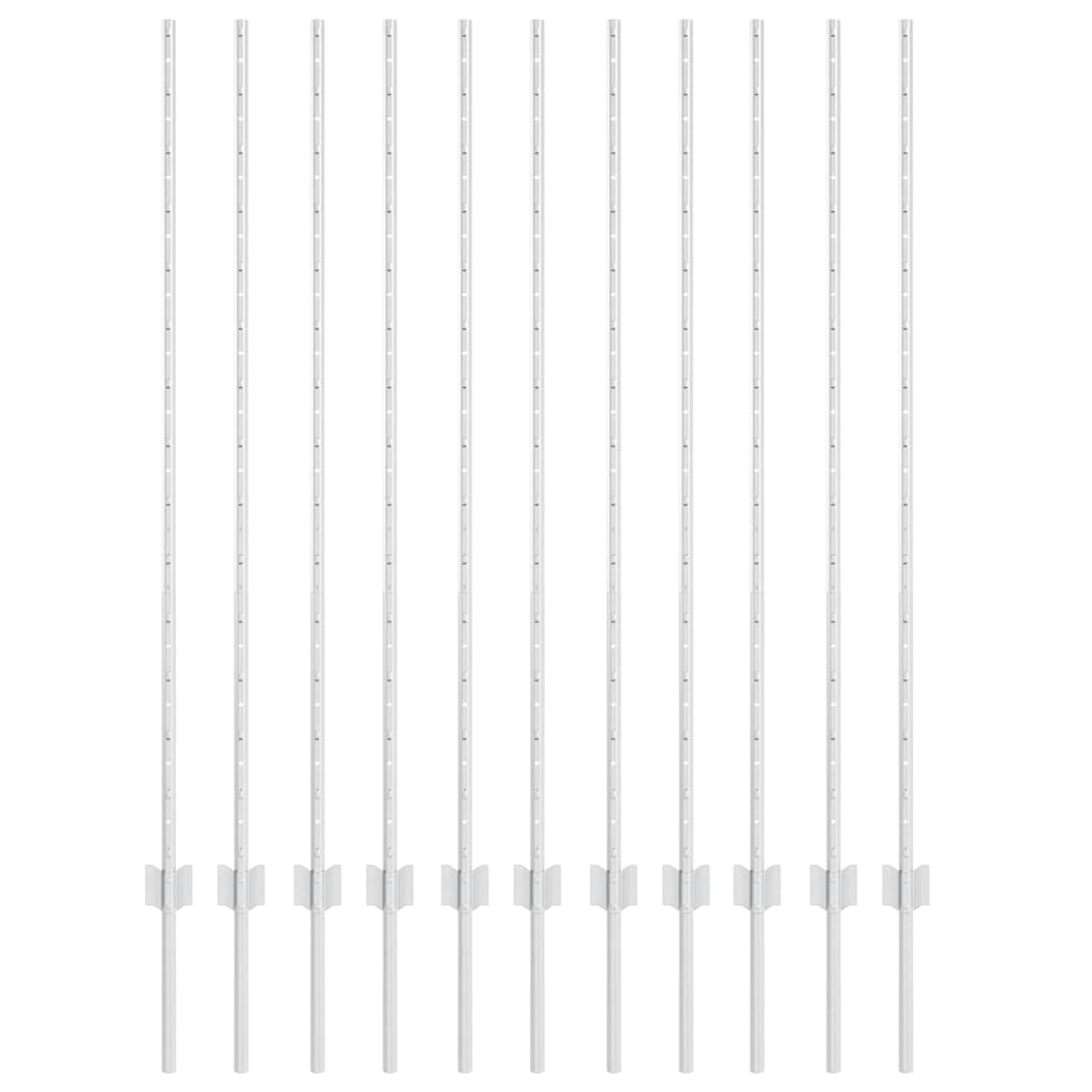 Vidaxl poteau de clôture 11 pcs argent 140 cm acier