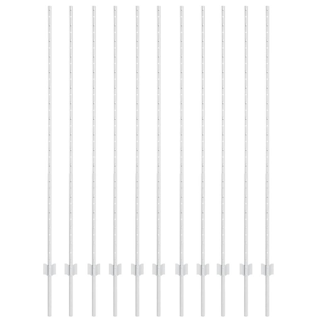 Vidaxl poteau de clôture 11 pcs argent 150 cm acier