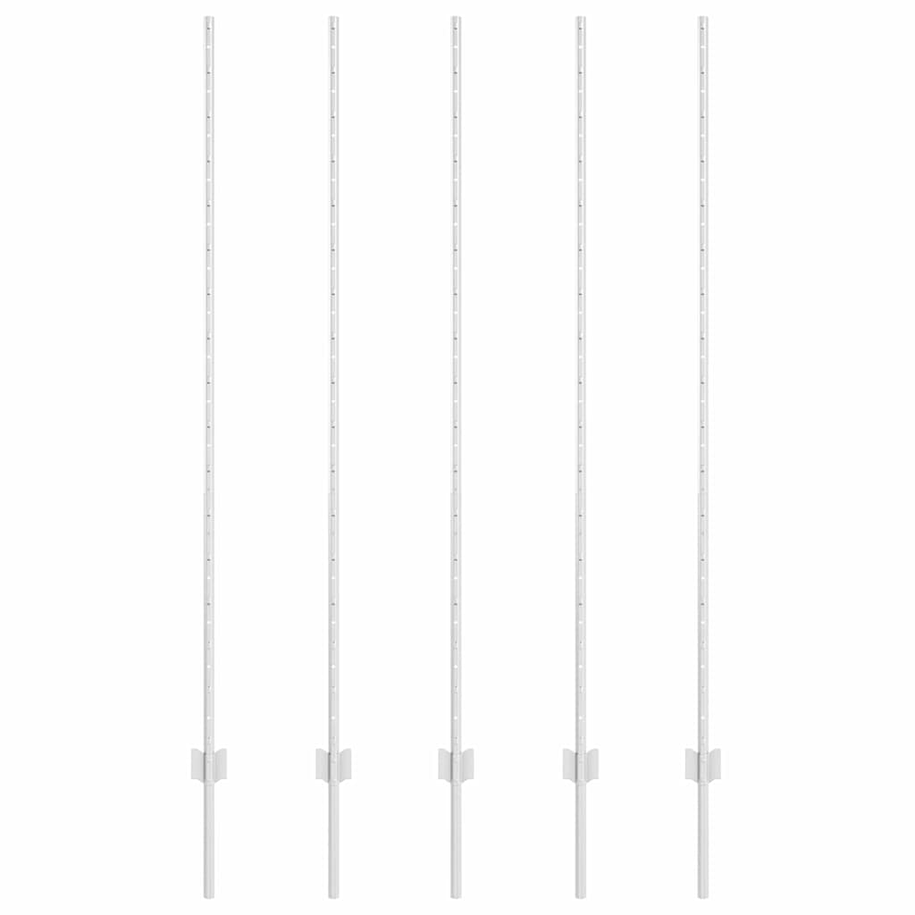 Vidaxl poteau de clôture 5 pcs argent 160 cm acier