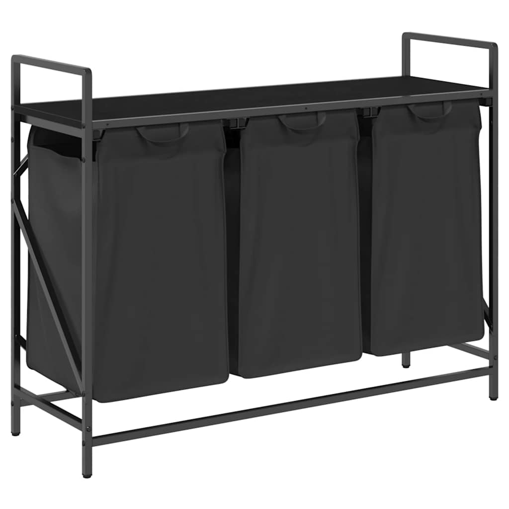 Vidaxx panier à linge 3 compartiments avec étagère chêne noir