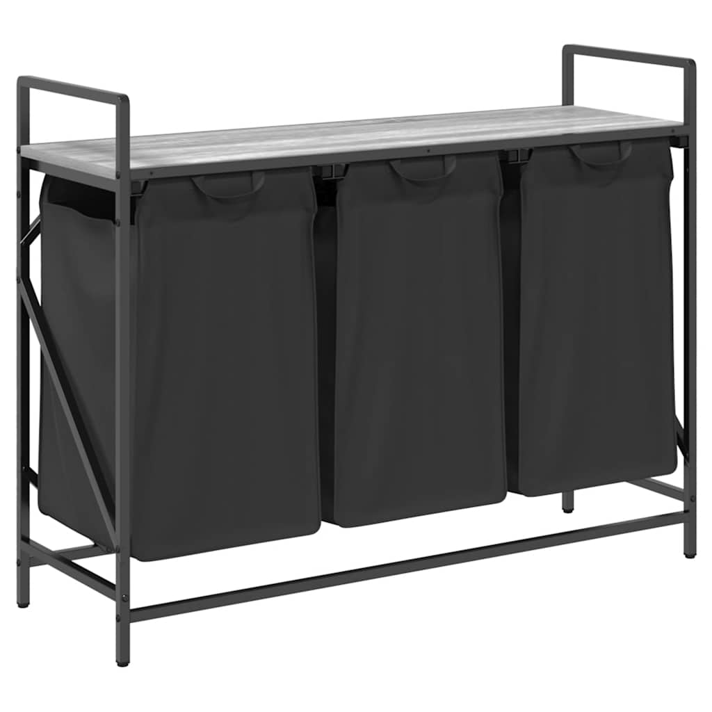 Vidaxx panier à linge 3 compartiments avec étagère chêne sonoma gris