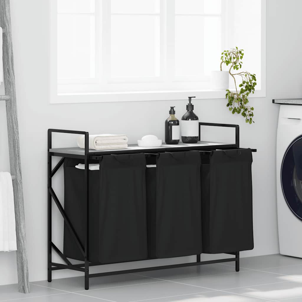 Vidaxx panier à linge 3 compartiments avec étagère chêne sonoma gris