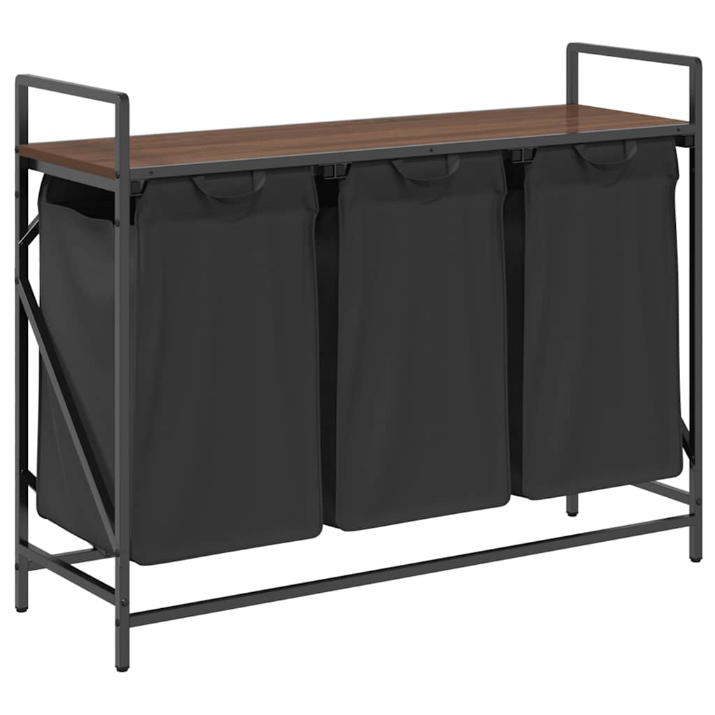 Vidaxx panier à linge 3 compartiments avec étagère chêne marron