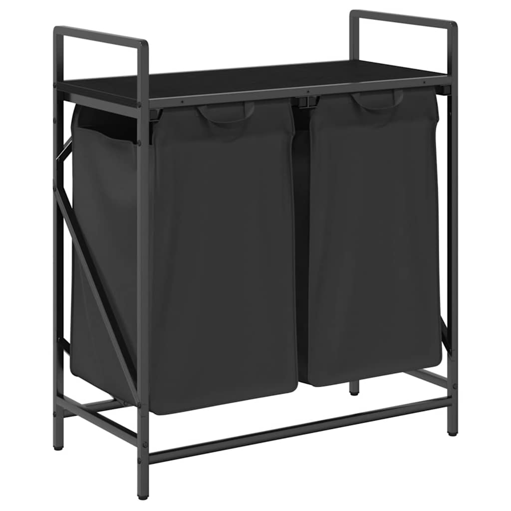 Vidaxx panier à linge 2 compartiments avec étagère chêne noir