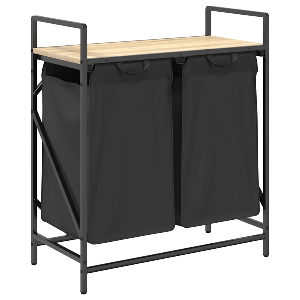 Vidaxl panier à linge 2 compartiments avec étagère couleur chêne sonoma